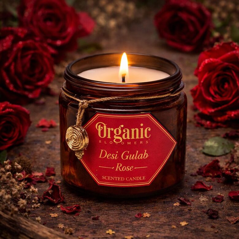 Organiskā svece no sojas vaska "Roze"