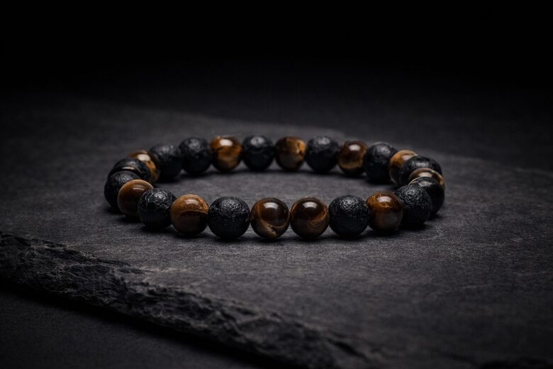 Tiger Eye- lava rock bracelet elastic