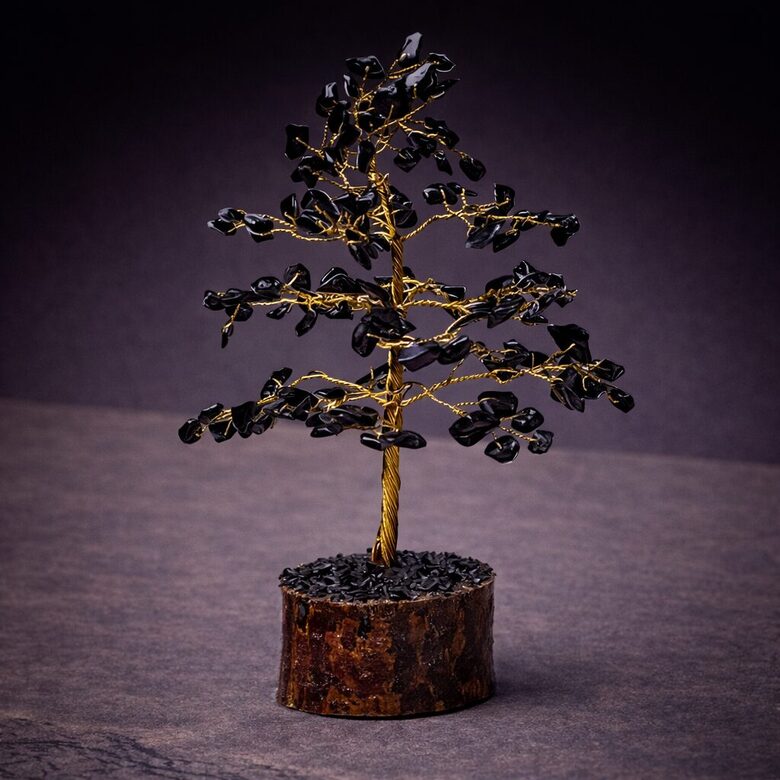 Gemstone tree black agate