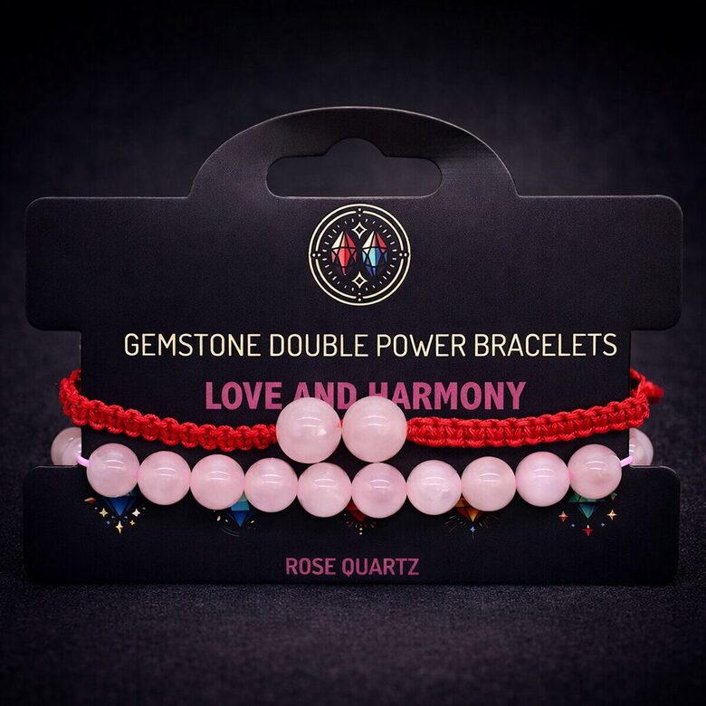Gemstone Double Power Bracelets - Rose Quartz