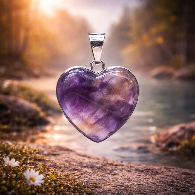 Pendant amethyst heart shaped