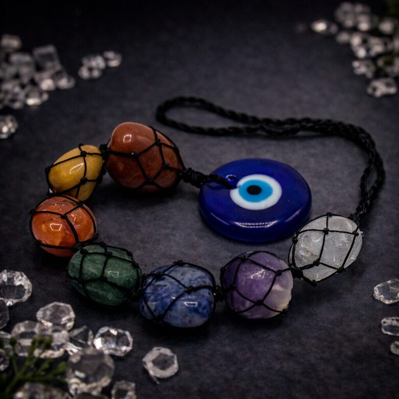 Hanging Chakra Stone Pendant - Evil Eye