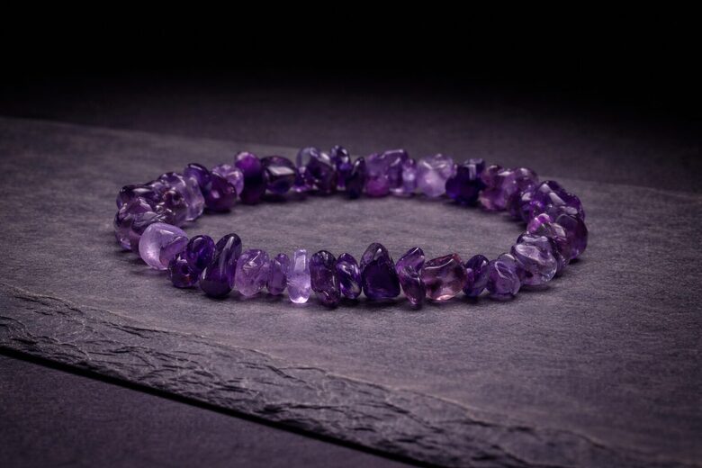 Bracelet amethyst chips elastic