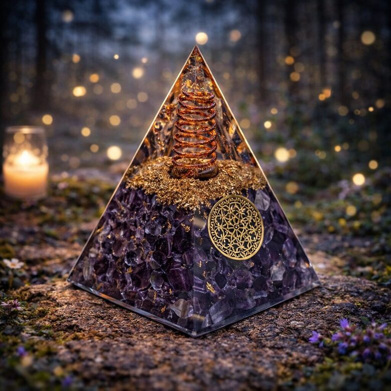 Orgonite Pyramid amethyst flower of life