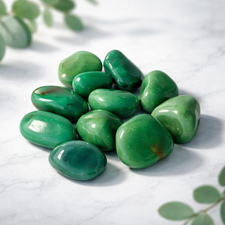 Green quartz tumbled stones A quality