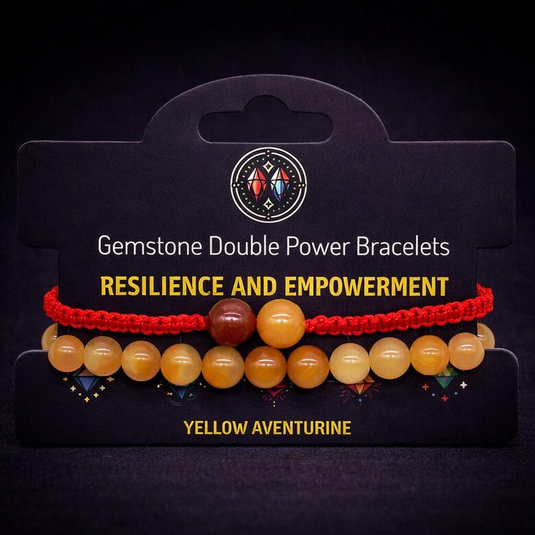 Gemstone Double Power Bracelets - Yellow Aventurine