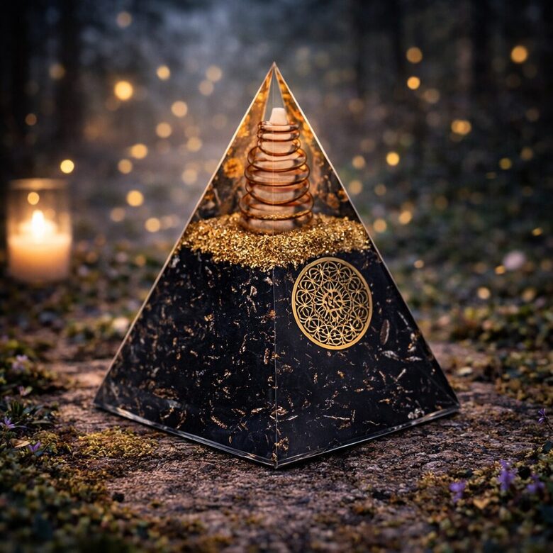 Orgonite Pyramid tourmaline flower of life