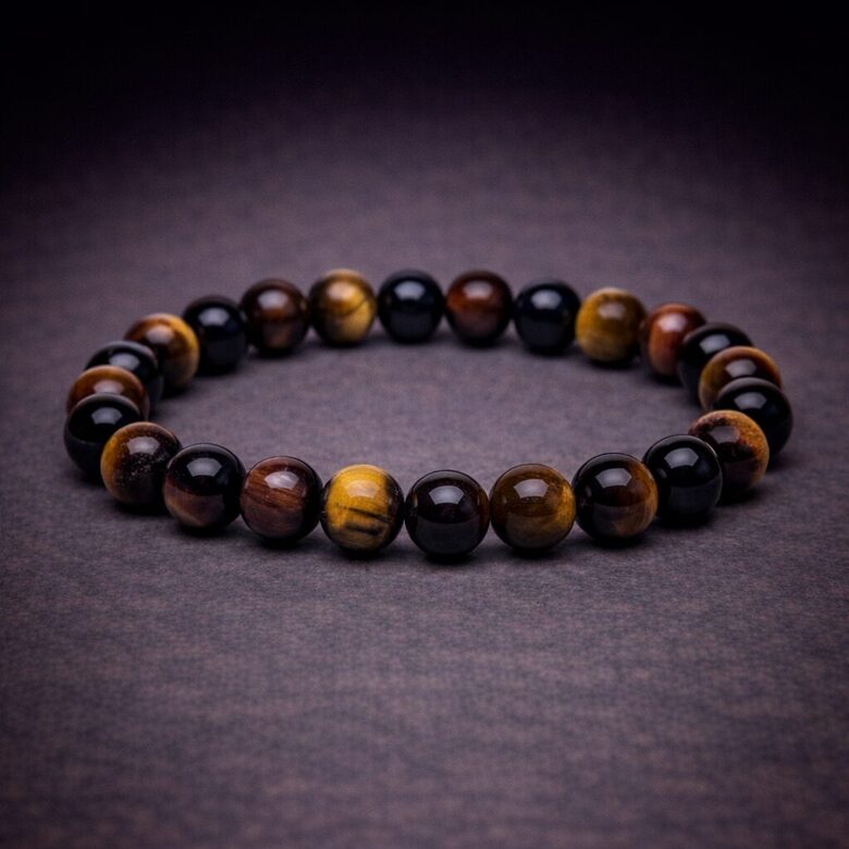 Bracelet triple tiger eye (red/orange/blue) elastic
