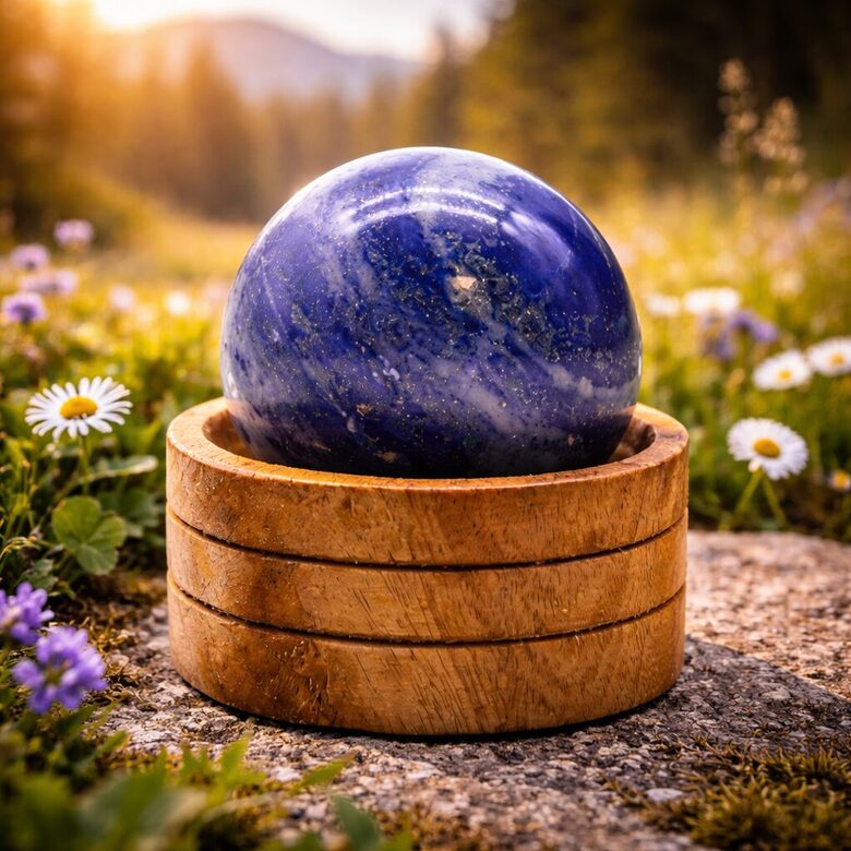Gemstone Crystal Sphere 50mm - Afghan Lapis with Stand