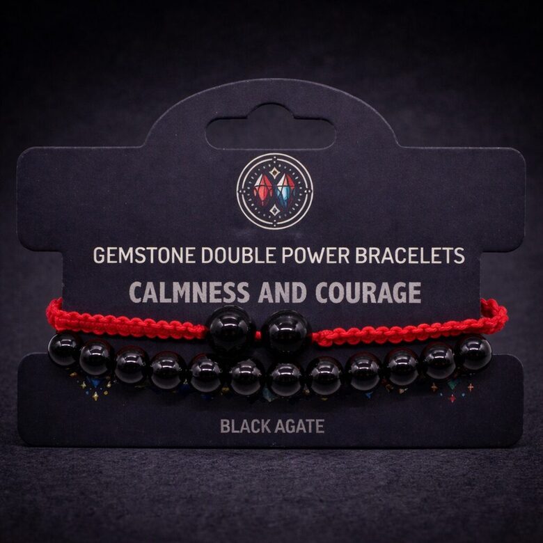 Gemstone Double Power Bracelets - Black Agate