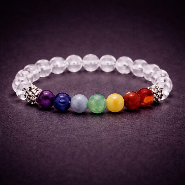 Chakra bracelet rock crystal elastic