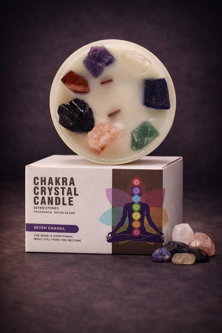 Large Chakra Crystal Candle - Seven Chakra