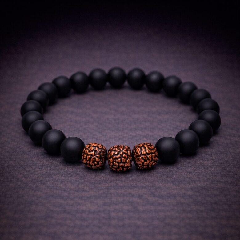 Bracelet rudraksha / black onyx