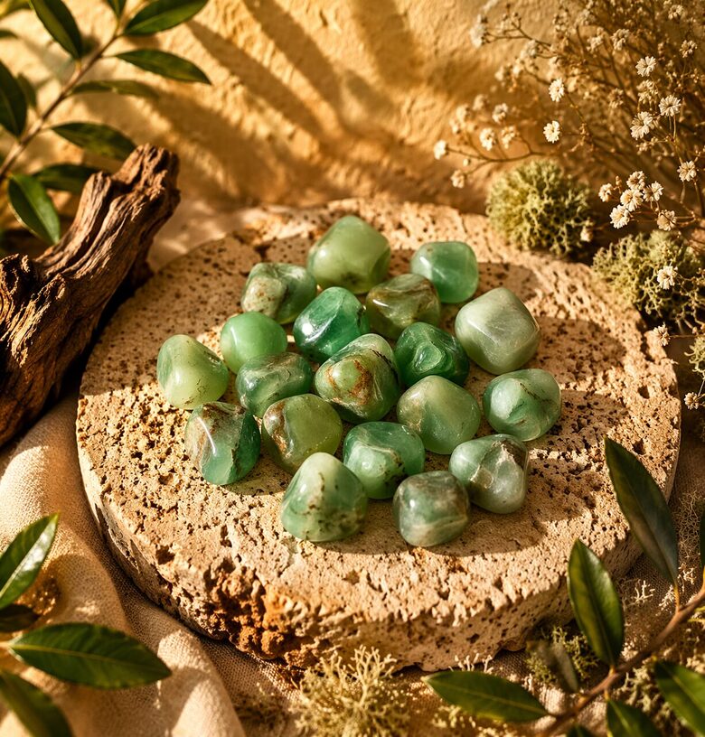 Zaļais fluorīts – slīpēti akmeņi