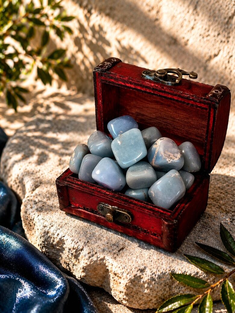 Angelīts (Angelite) – Pulēts akmens