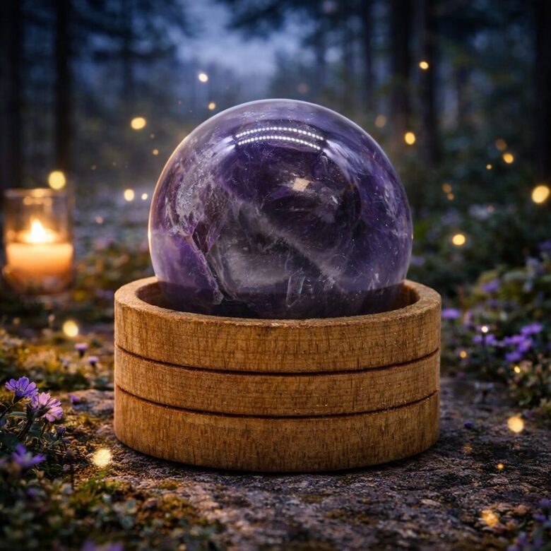 Gemstone Crystal Sphere 5*6cm - African Amethyst with Stand