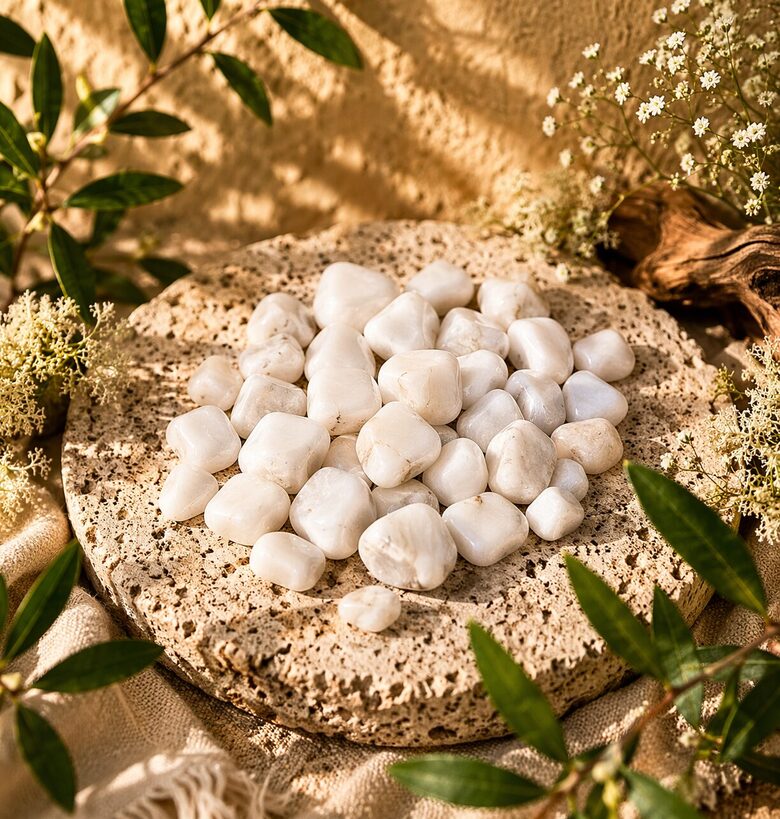 Scolecīts – slīpēti akmeņi