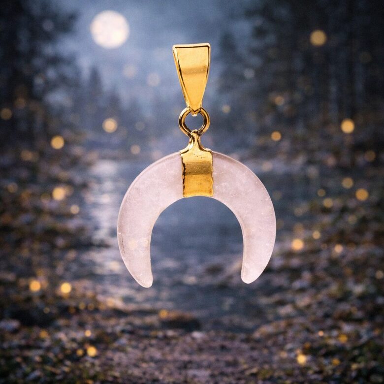 Crescent moon pendant rock crystal
