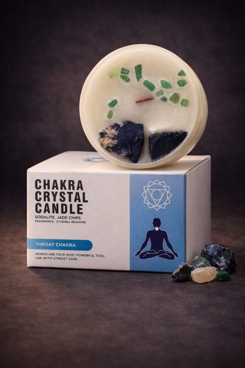 Chakra Crystal Candle - Throat Chakra