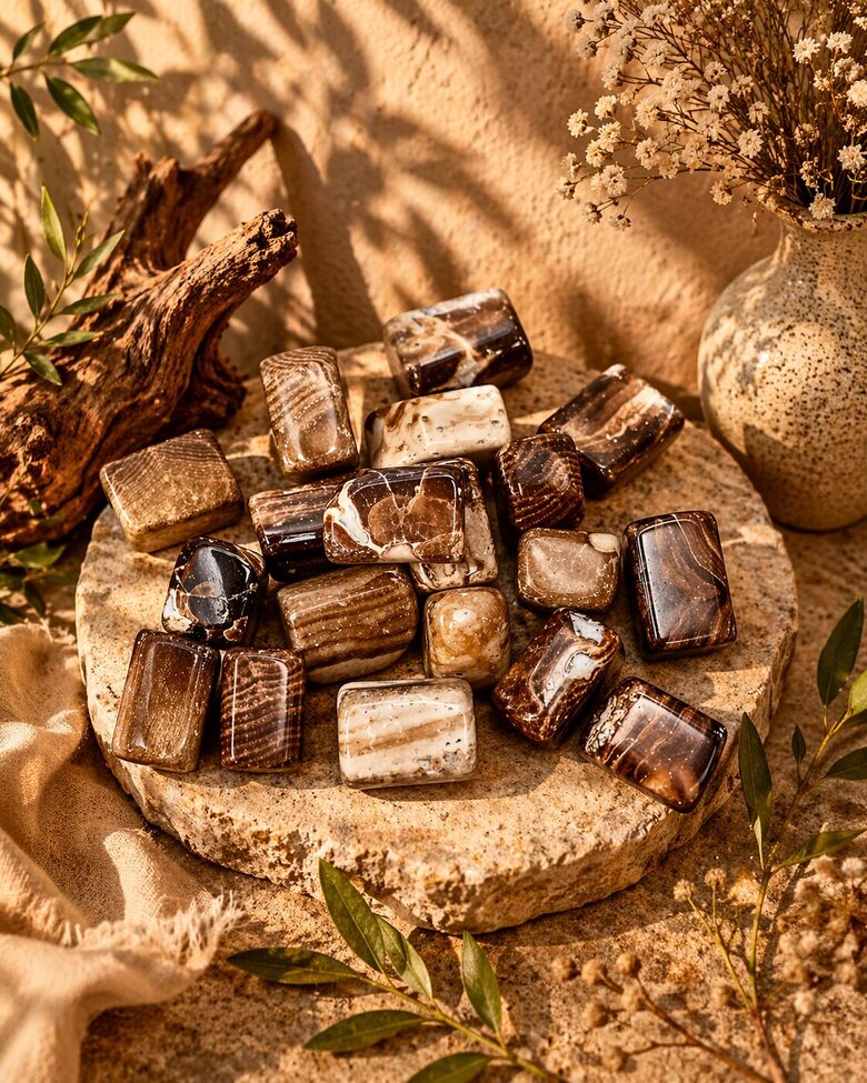 Brūnais aragonīts (A kvalitāte) – slīpēti akmeņi