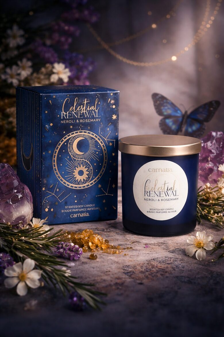 Natural Soy Wax Candle – Neroli Orange Blossom & Rosemary-Celestial Renewal