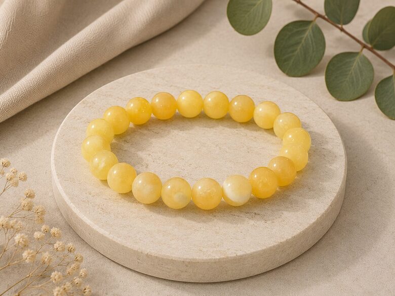 Orange Calcite Bracelet AB 10mm – Natural Mexican Gemstone for Positivity and Optimism