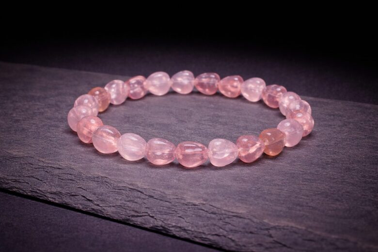 Bracelet strawberry quartz elastic hearts