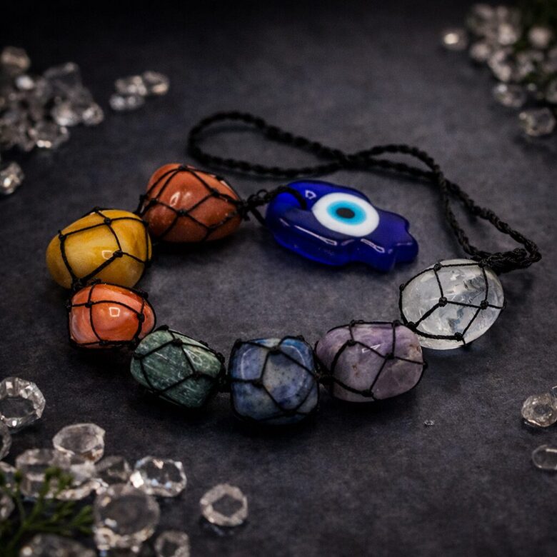 Hanging Chakra Stone Pendant - Hamsa