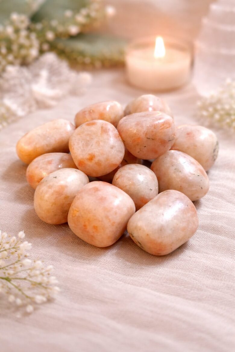 Saules akmens (Sunstone) pulēto akmeņu izlase