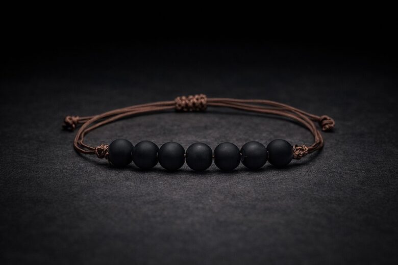 Bracelet obsidian adjustable