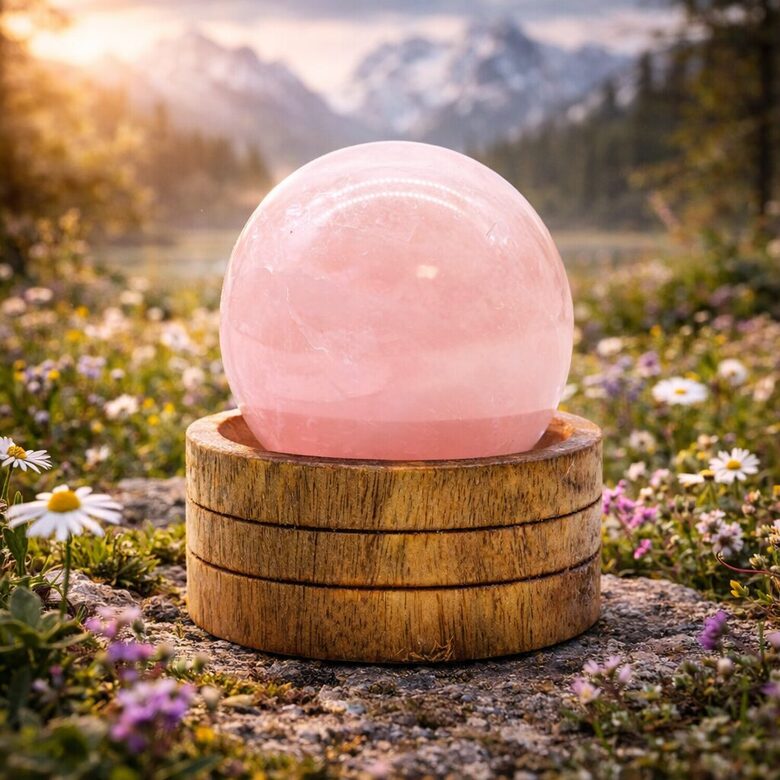 Gemstone Crystal Sphere 5*6cm- Rose Quartz with Stand