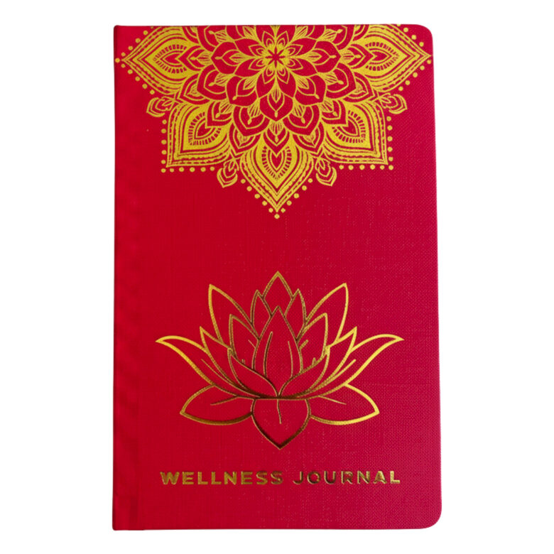 Red & Gold Wellbeing Journal - 120 pages - Mandala & Lotus Flower