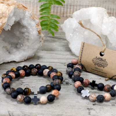 Gemstones Friendship Bracelets - Ethernity - Leopard Skin Jasper & Lava Stone