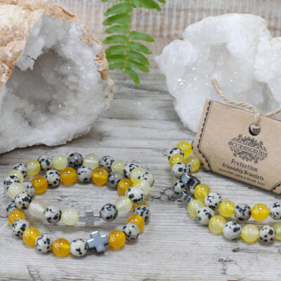 Gemstones Friendship Bracelets - Protection - Dalmatian Jasper & Yellow Agate