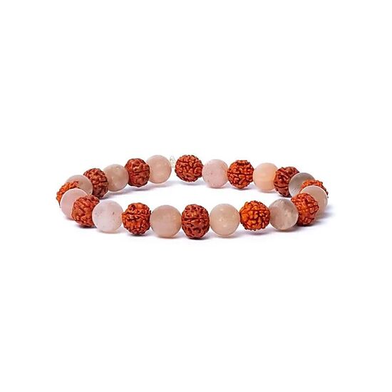 Elastīgā aproce no rudrakša sēklām un persiku mēnessakmens