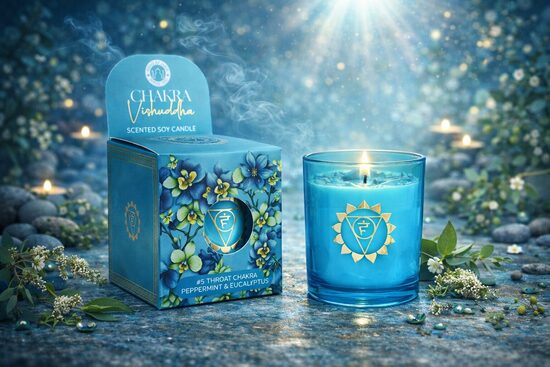 Natural Soy Wax Candle – Vishuddha (Throat Chakra) – Peppermint & Eucalyptus