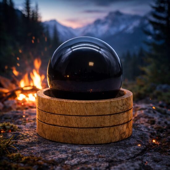 Dārgakmeņu kristāla sfēra 5*6cm - turmalīns ar statīvu