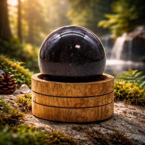 Dārgakmeņu kristāla sfēra 5*6cm - okeāna ahāts ar statīvu