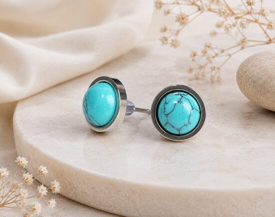 Turkenīta auskari no nerūsējošā tērauda – 10 mm