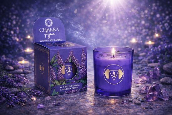 Natural Soy Wax Candle – Ajna (Third Eye Chakra) – Lavender & Earth Notes
