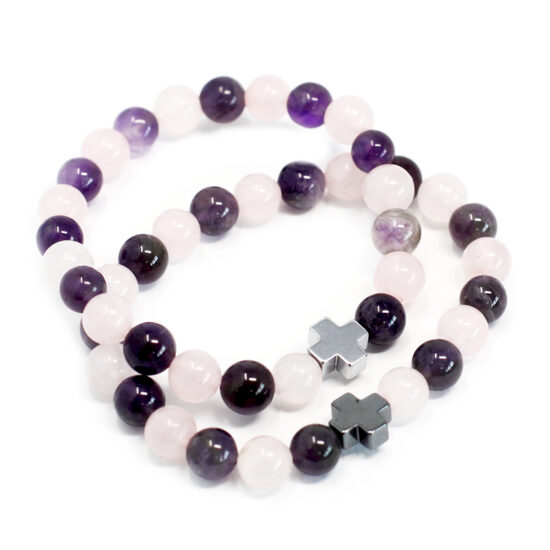 Gemstones Friendship Bracelets - Love - Amethyst & Rose Quartz