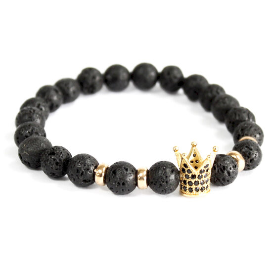 Gold Crown / Lava Stone - Gemstone