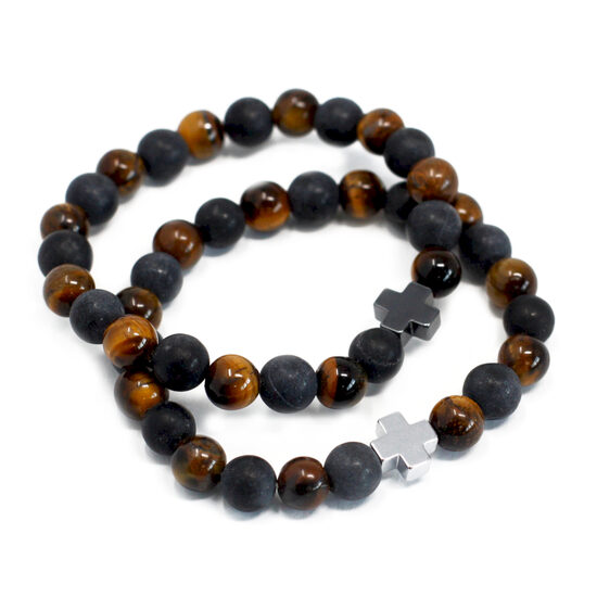 Gemstones Friendship Bracelets - Power - Tiger Eye & Black Stone