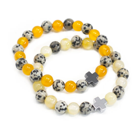 Gemstones Friendship Bracelets - Protection - Dalmatian Jasper & Yellow Agate