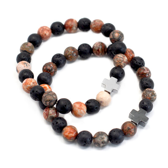Gemstones Friendship Bracelets - Ethernity - Leopard Skin Jasper & Lava Stone